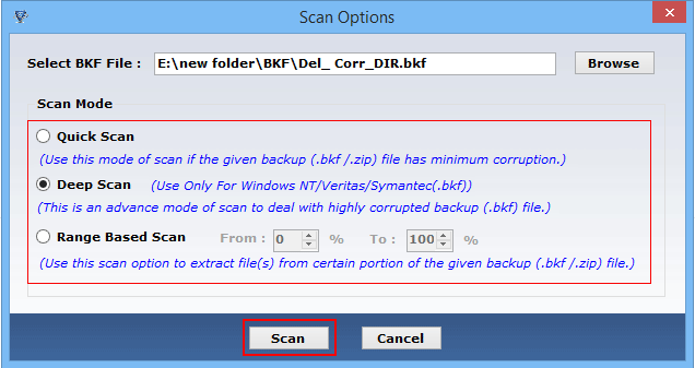 Screenshot MS Backup Repair Utility