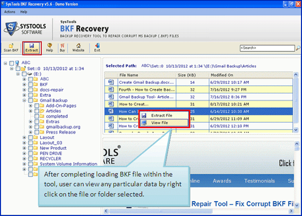 Screenshot BKF Recovery Software