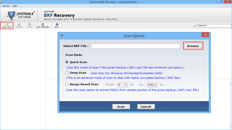 Screenshot MS Backup Repair Software